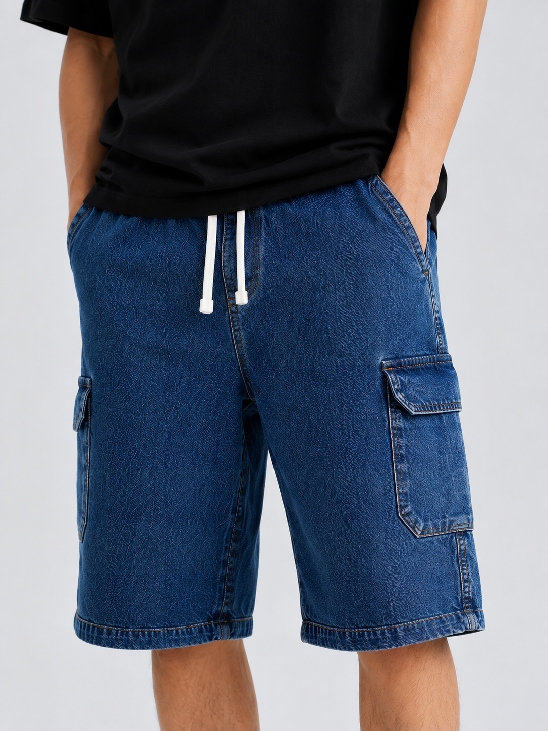 Men’s Denim Shorts – Navy Blue Casual Fit