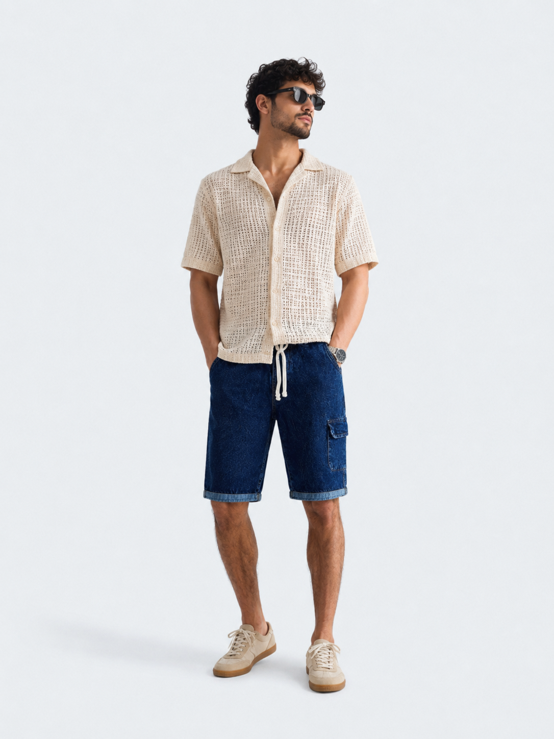 Men’s Denim Shorts Medium – Dark Blue Casual Fit