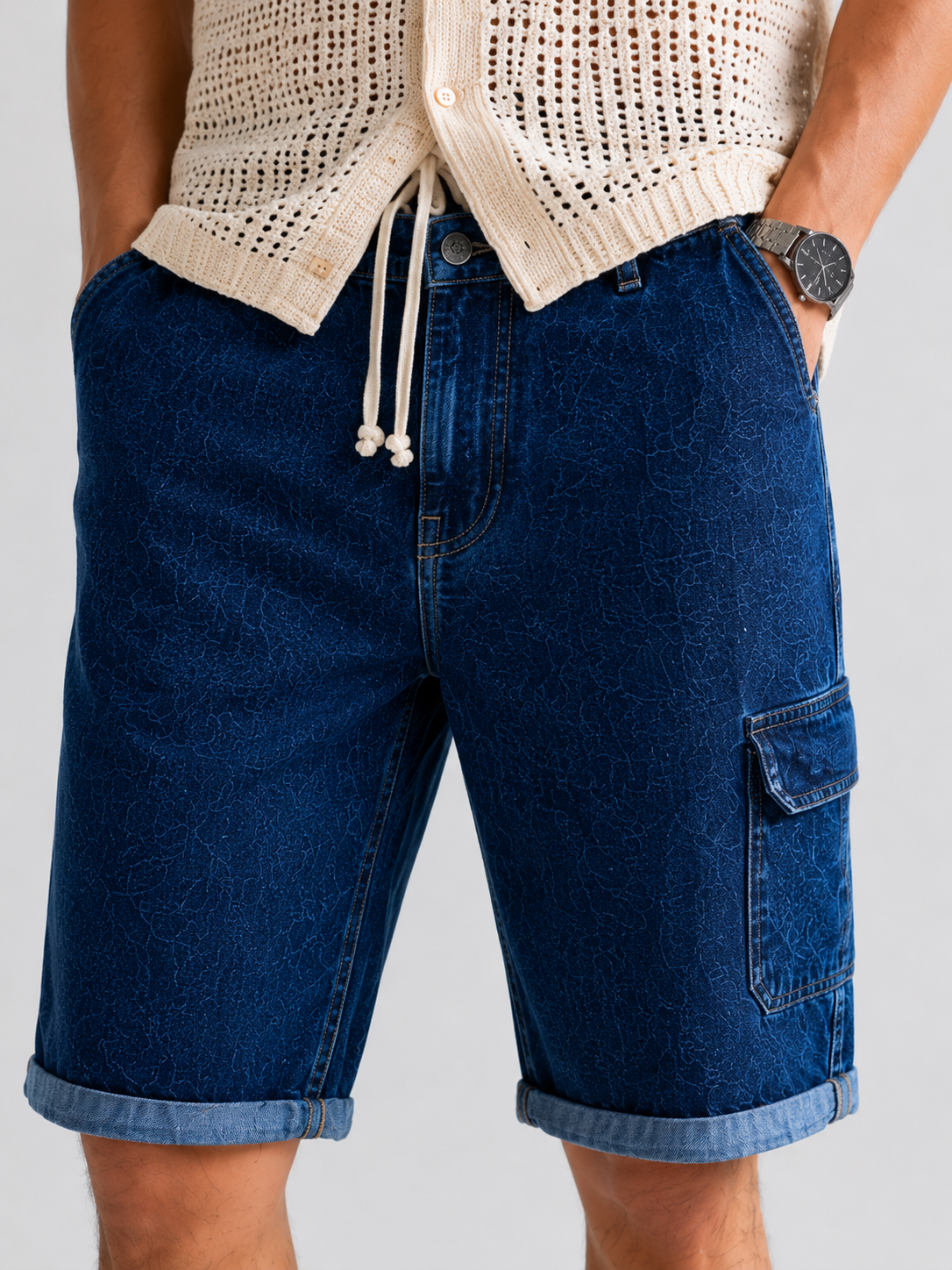 Men’s Denim Shorts Medium – Dark Blue Casual Fit