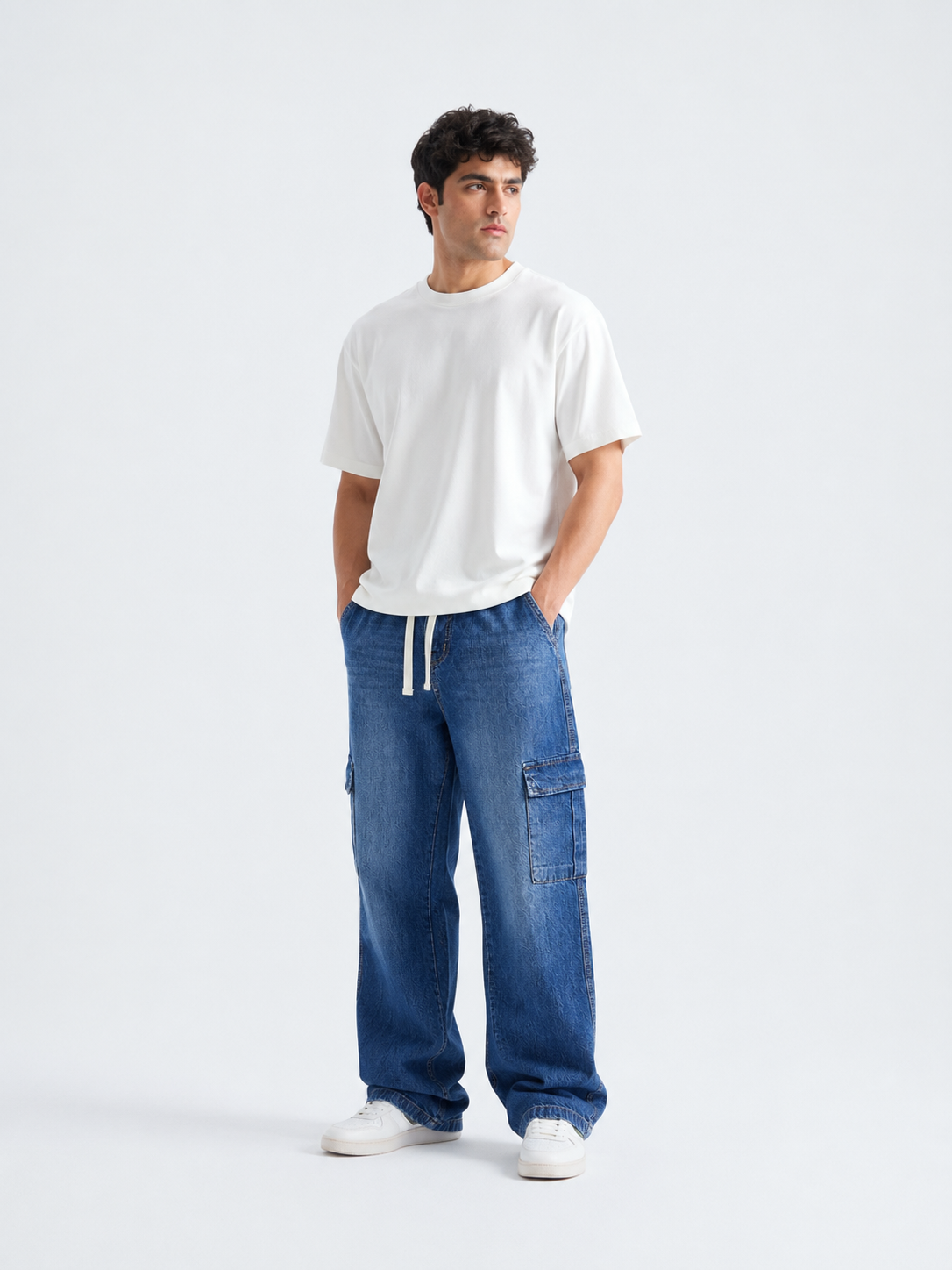 Men’s Baggy Jeans – Medium Blue Relaxed Fit Denim