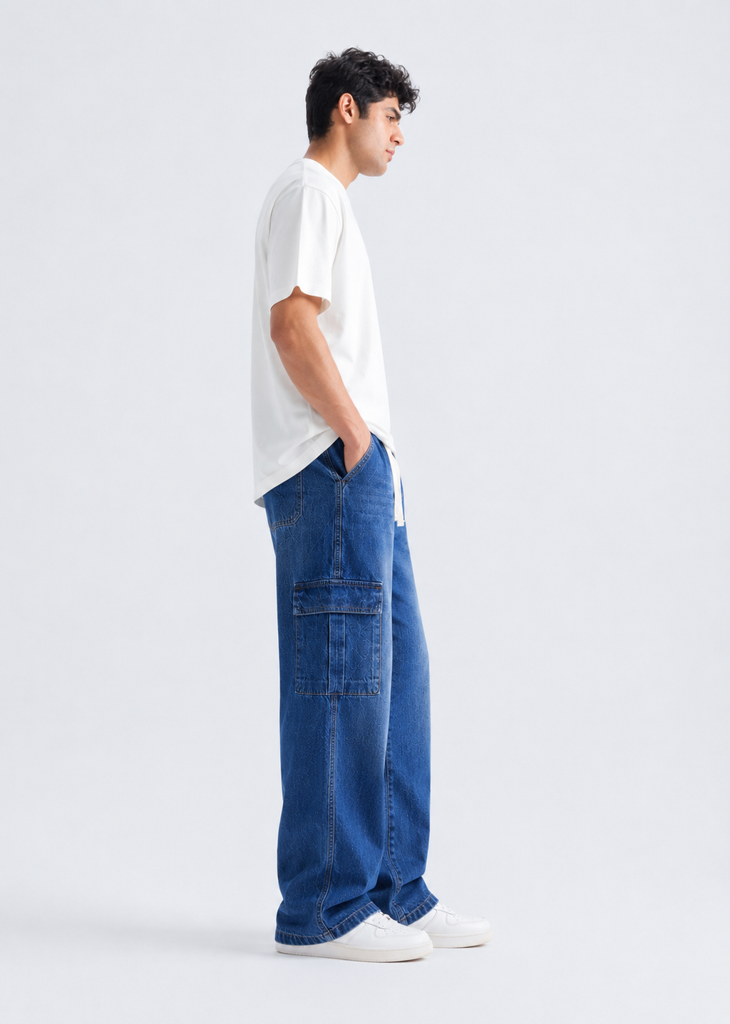 Men’s Baggy Jeans – Medium Blue Relaxed Fit Denim