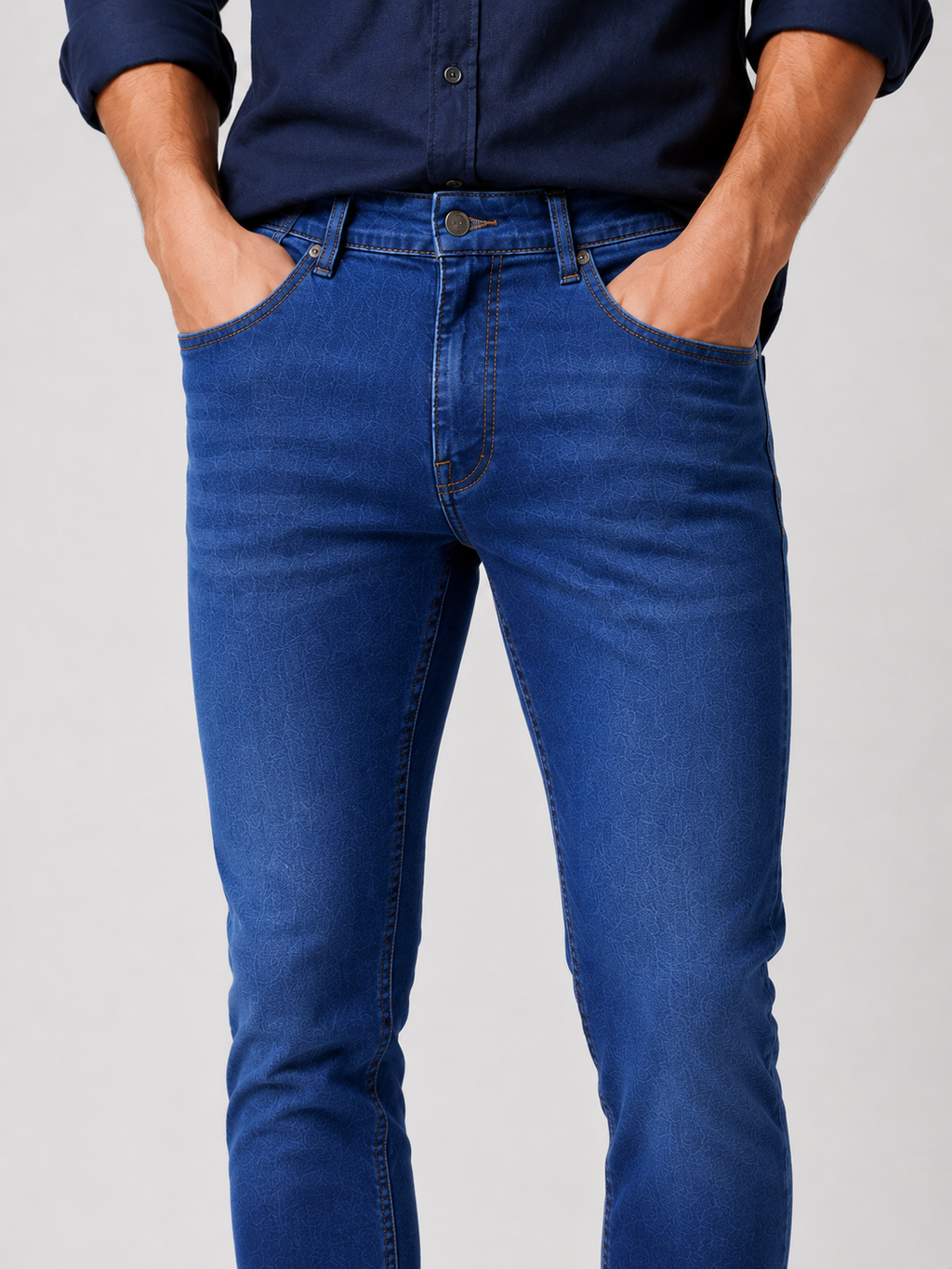 Men’s Slim Fit Jeans – Medium Blue Stretch Denim