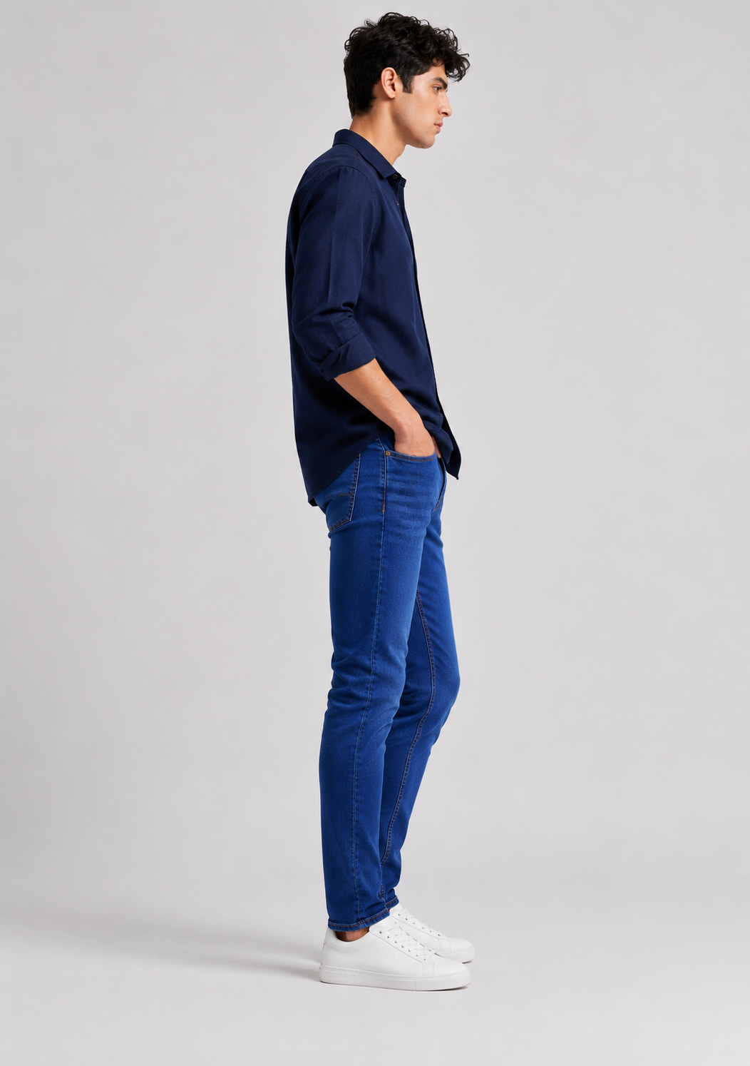 Men’s Slim Fit Jeans – Medium Blue Stretch Denim