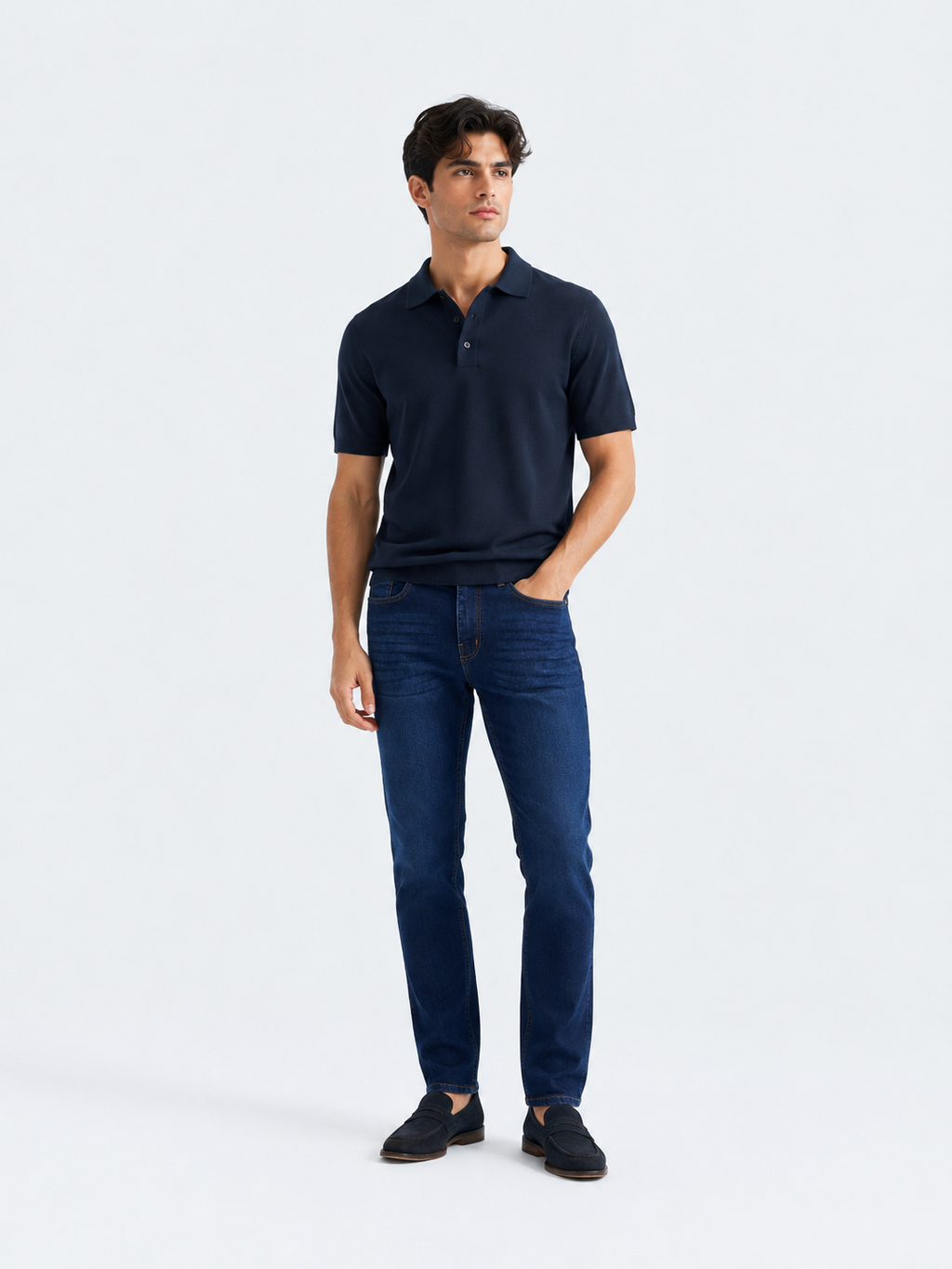 Men’s Slim Fit Jeans – Dark Blue Stretch Denim