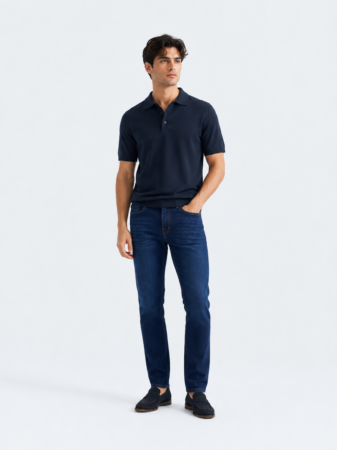 Men’s Slim Fit Jeans – Dark Blue Stretch Denim