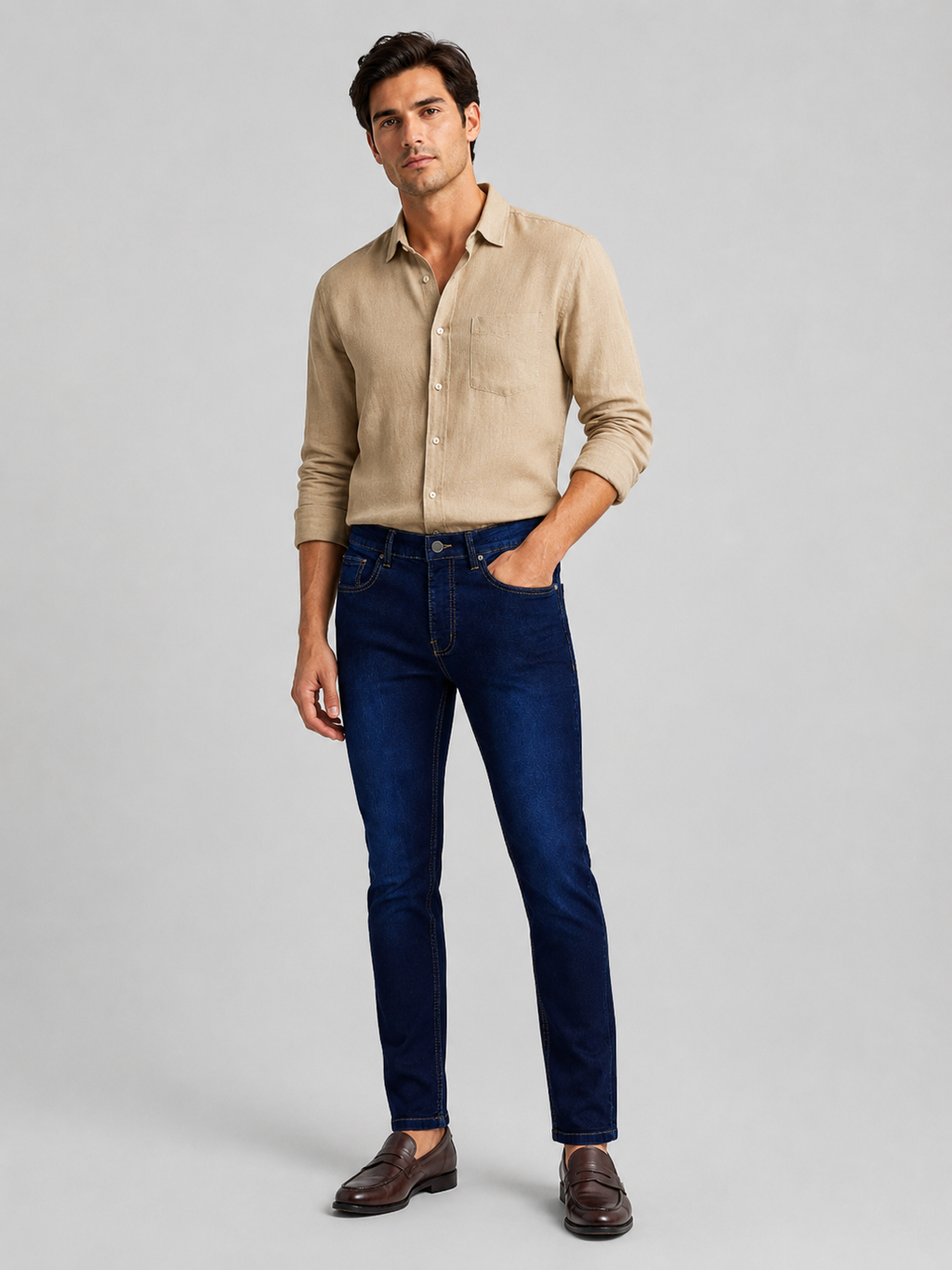 Men’s Ankle Fit Jeans – Dark Blue Denim