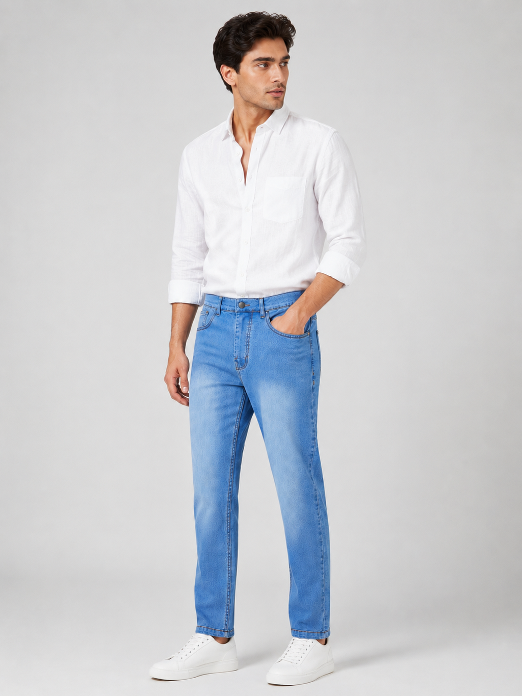 Men’s Ankle Fit Jeans – Mid Blue Denim