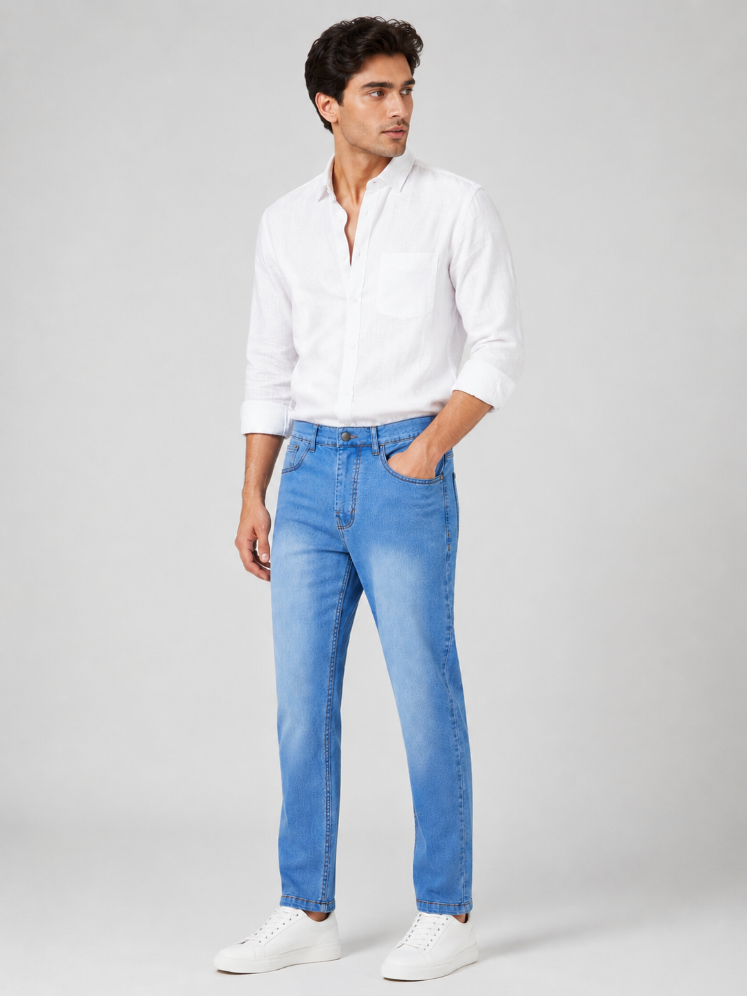 Men’s Ankle Fit Jeans – Mid Blue Denim