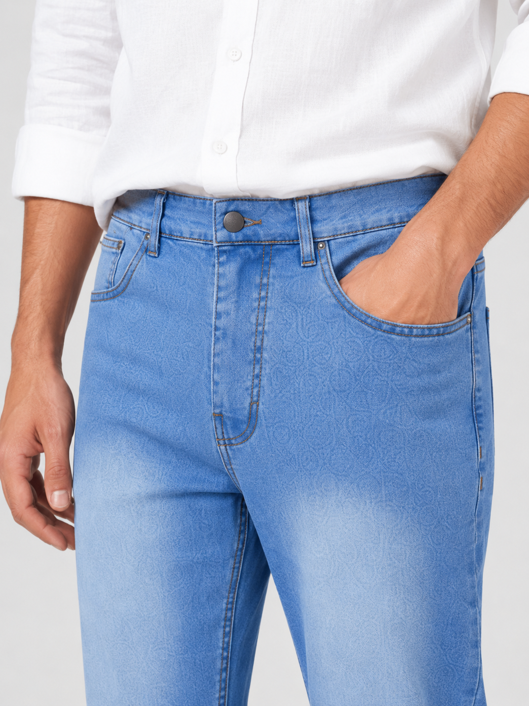 Men’s Ankle Fit Jeans – Mid Blue Denim