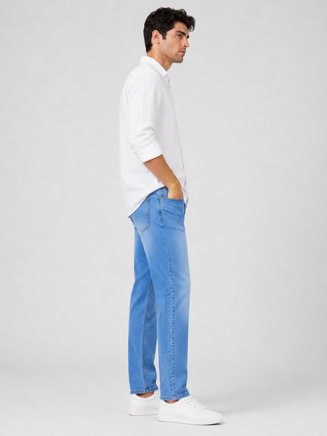 Men’s Ankle Fit Jeans – Mid Blue Denim